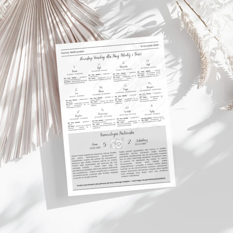 Horoskop Weselny oraz Numerologia Partnerska