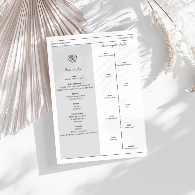 Menu Weselne oraz Harmonogram Wesela