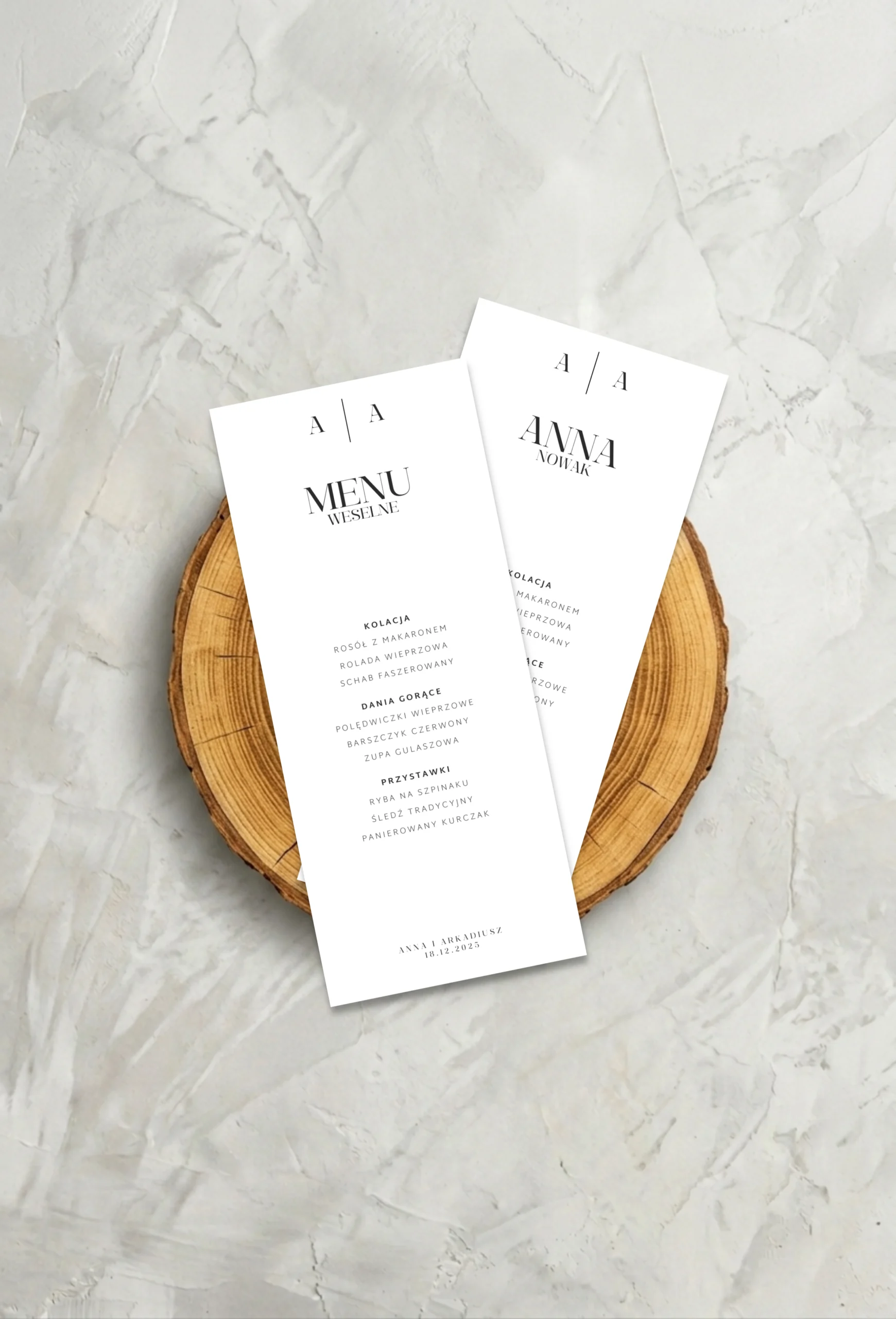 Monochromatyczna Elegancja - Menu (z Winietką)