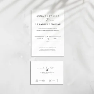 Kolekcja papeterii „Biel i Klasyka” – elegancka i minimalistyczna oprawa ślubna. Śnieżnobiały papier, subtelne wzory, personalizacja i ekologia w jednym.