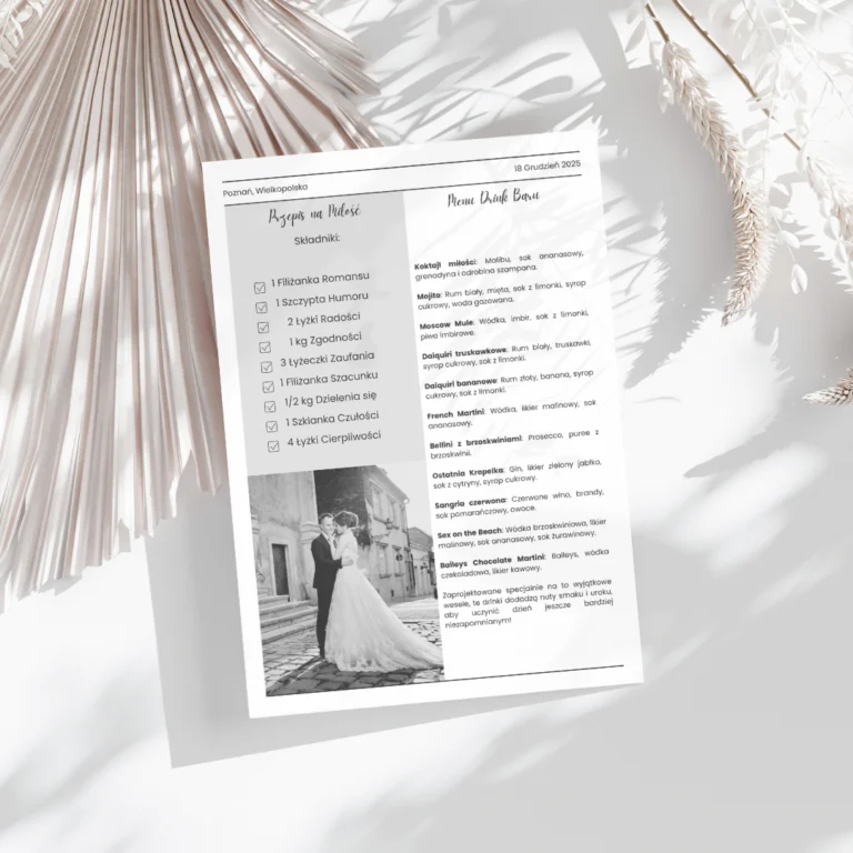 Przepis na Miłość oraz Menu Drink Baru