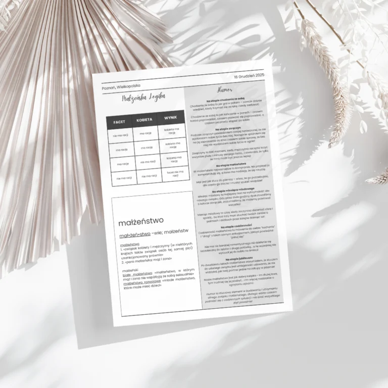 Małżeńska Logika, Wycinek ze Słownika oraz Humor