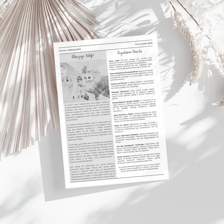 Historia Miejsca Wesela oraz Regulamin Wesela