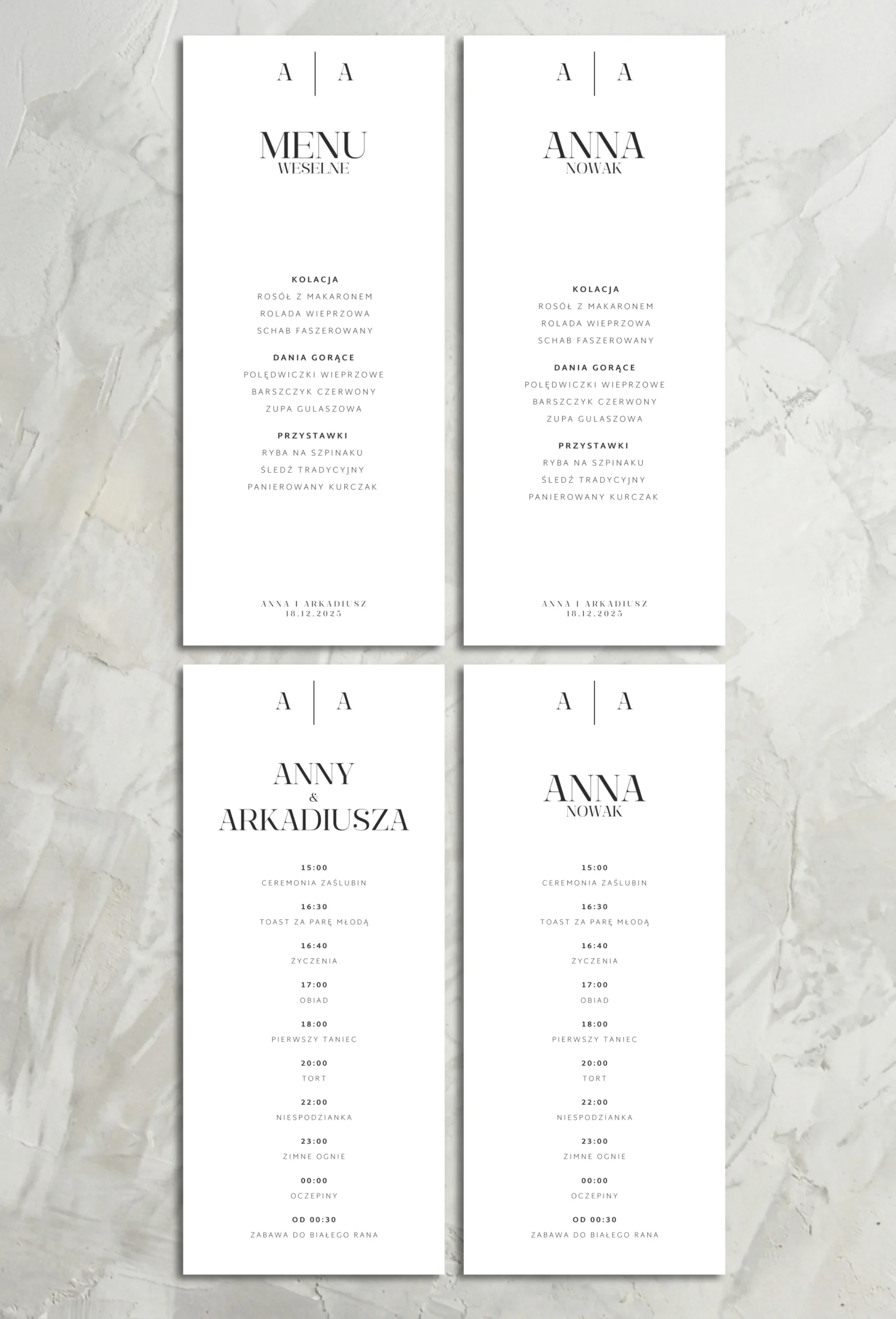 Odkryj kolekcję Monochromatyczna Elegancja – minimalistyczną papeterię ślubną opartą na czystej typografii. Stwórz nowoczesną i elegancką oprawę Waszego dnia.