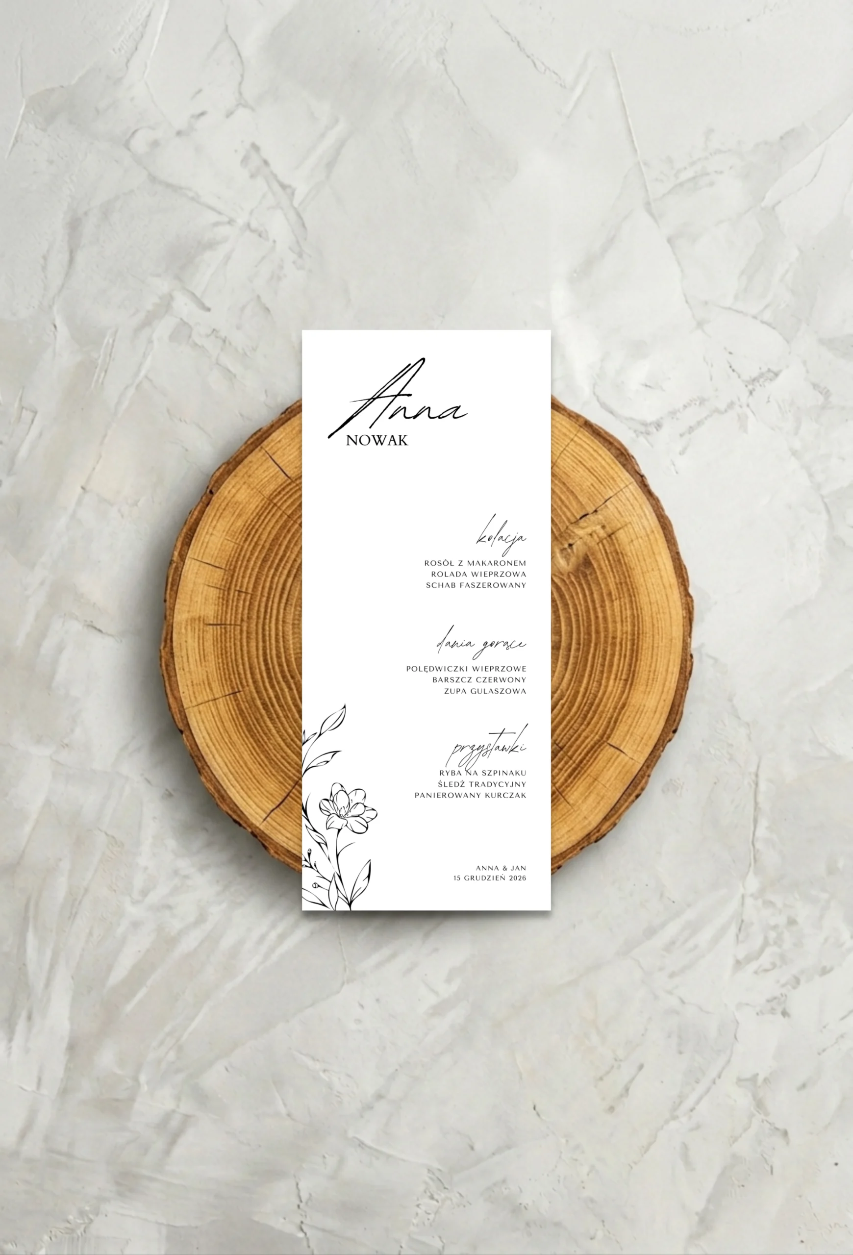Kreślona Flora - Menu (z Winietką)