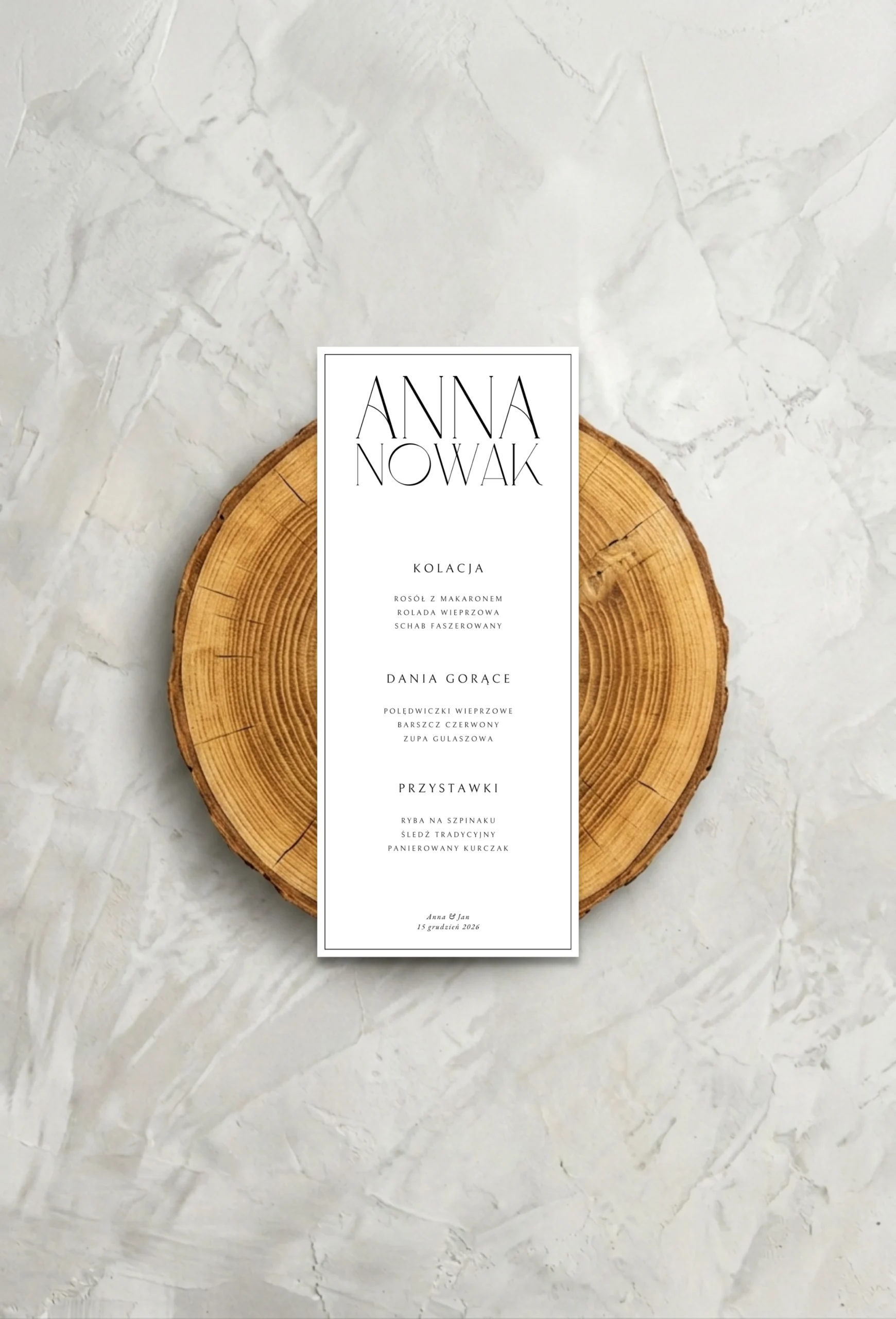 Nowoczesny Monogram - Menu (z Winietką)