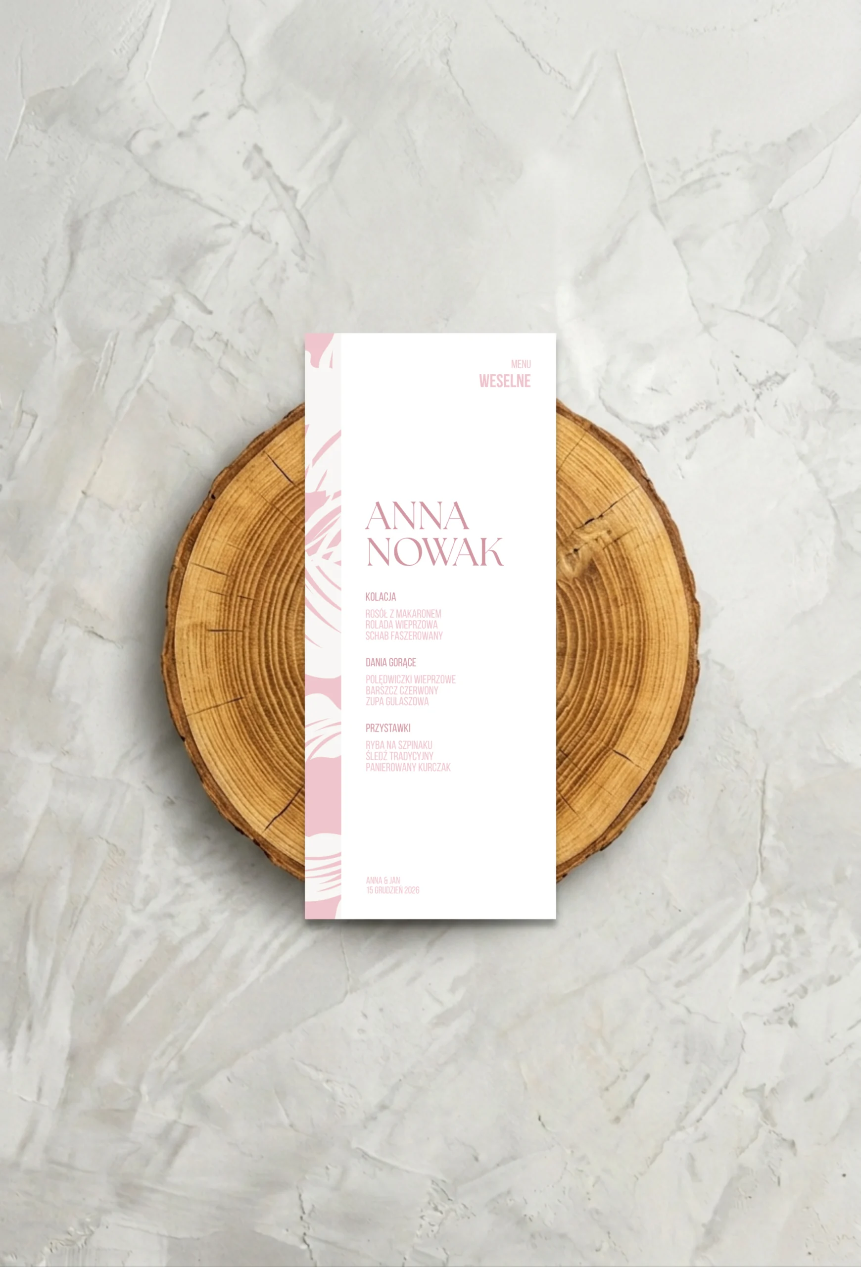 Pastelowa Flora - Menu (z Winietką)